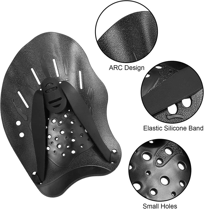 HOUSON 1 Pair Swim Paddle Hand Exercise Swim Training Paddle Adjustable Diving Training Hand Fin Flipper Flat Paddle Swimming Training Aid for Men Women Children - Image 3